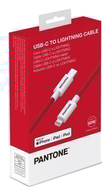 Pantone PT-CTL002-5R1 cable de conector Lightning 1,5 m Rojo, Blanco
