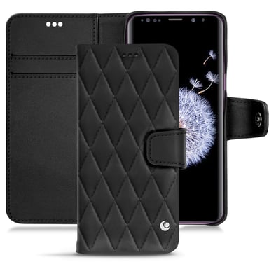 Housse cuir Samsung Galaxy S9+ -  - Noir - Cuir lisse couture