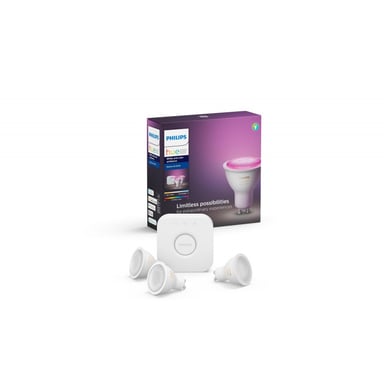 PHILIPS Starter kit White & Color Ambiance lampadina LED GU10 connessa - Confezione da 3