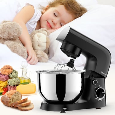 Robot de Cuisine Multifonction SVEWT SM-1540 - 5,5L 1500W Pouvoir 10 Vitesses + Pulse Inox SUS304 - Noir