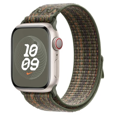 Nike Sport Loop bracelet pour Apple Watch Series 1 á 9 / SE (38/40/41 mm) | Series 10 (42 mm) - Sequoia/Orange