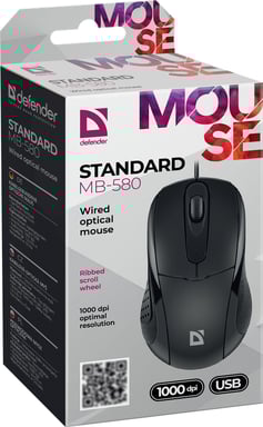 Defender STANDARD MB-580 ratón Oficina Ambidextro USB tipo A Óptico 1000 DPI