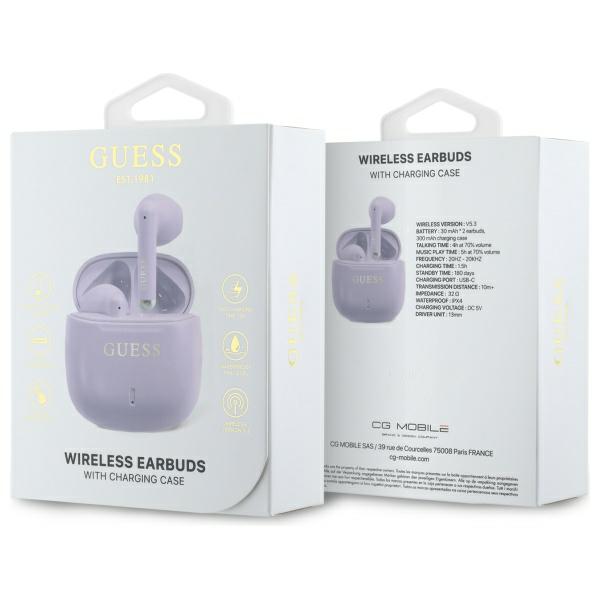 Casque sans fil TWS Guess Printed Classic Logo violet - Neuf