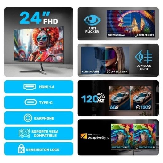 Écran Alurin CoreVision 23 8 IPS Full HD 120Hz FreeSync 1ms avec Haut parleurs et Support Inclinable Neuf - vue 4