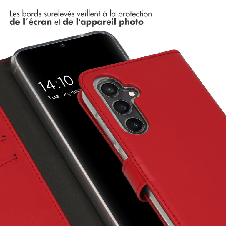 Selencia Étui portefeuille en cuir véritable pour Samsung Galaxy S23 FE - Rouge - Neuf