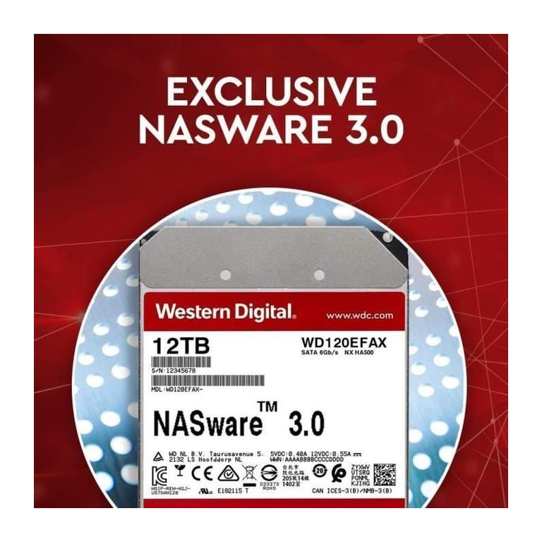 WD Red™ - Disque dur Interne NAS - 4To - 5 400 tr/min - 3.5 (WD40EFAX) - Western  Digital