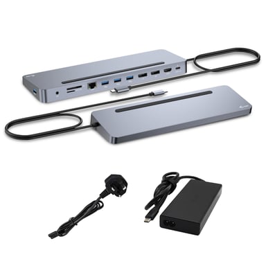 i-tec USB-C Metal Ergonomic 3x 4K Display Docking Station con Power Delivery 100 W + Universal Charger 100 W