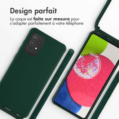 imoshion Coque en silicone avec cordon pour Samsung Galaxy A52(s) (5G/4G) - Vert foncé