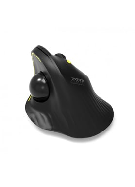 Port Connect Ratón ergonómico con USB-A / USB-C 2,4 Ghz inalámbrico recargable Bluetooth bola direccional Negro