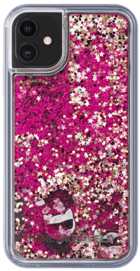 Custodia Karl Lagerfeld Bling Bling con charms fluttuanti per Apple iPhone 11, rosa