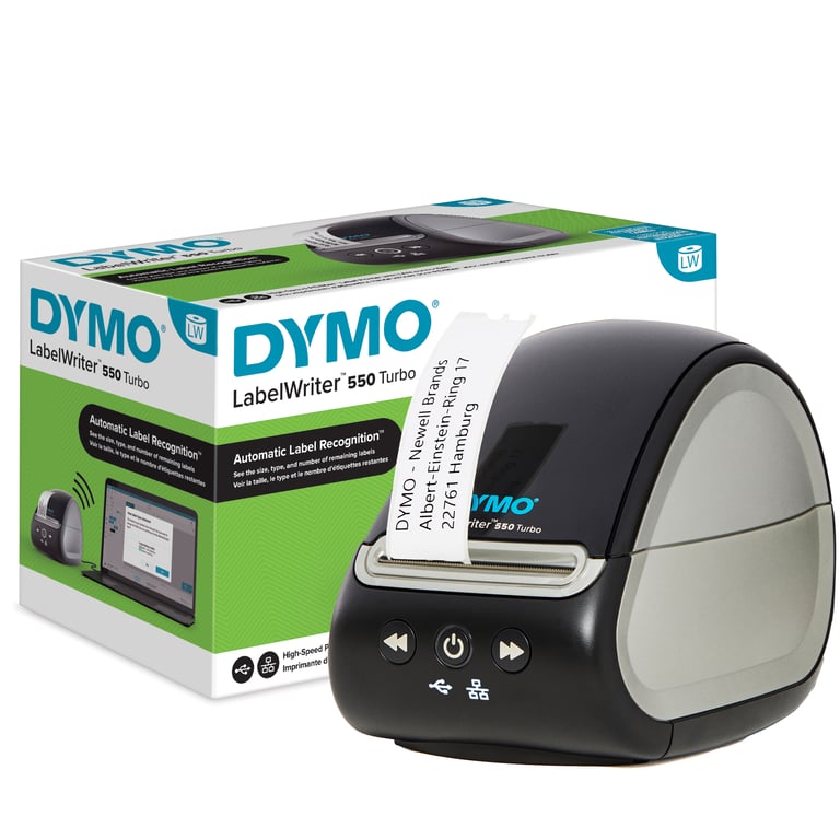 DYMO LabelWriter 550 Turbo imprimante d'étiquettes | Étiqueteuse avec impression thermique directe haute vitesse | Reconnaissance automatique des étiquettes | Imprime par connexion USB/LAN - Neuf