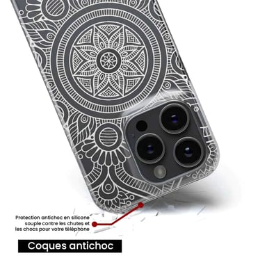 Funda de silicona - Compatible con Apple iPhone 17 - diseño mandala blanc