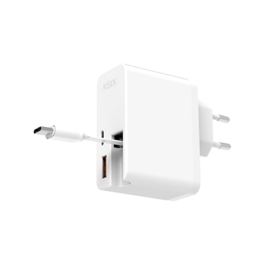 Ksix BCD65WB01 chargeur d'appareils mobiles Ordinateur portable, Smartphone, Tablette Blanc Secteur Charge rapide Intérieure