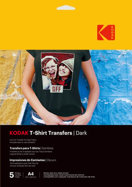 KODAK T-Shirt Transfers 3510553 - Camiseta para crear y personalizar, Software incluido, Larga duración y resistente a la decoloración - Negro