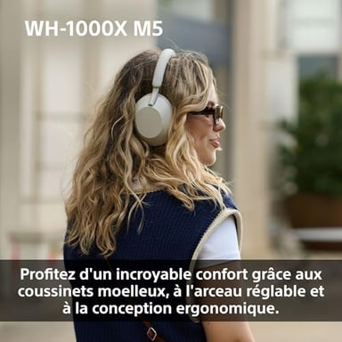 Sony WH-1000XM5 Auriculares Inalámbrico y alámbrico Diadema Llamadas/Música Bluetooth Plata, Blanco