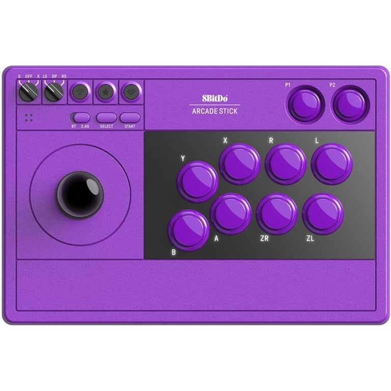 Fightstick 8BitDo Arcade Stick 2.4G Violet Bluetooth USB-C avec Turbo et macros P1/P2 pour Switch et PC - Neuf