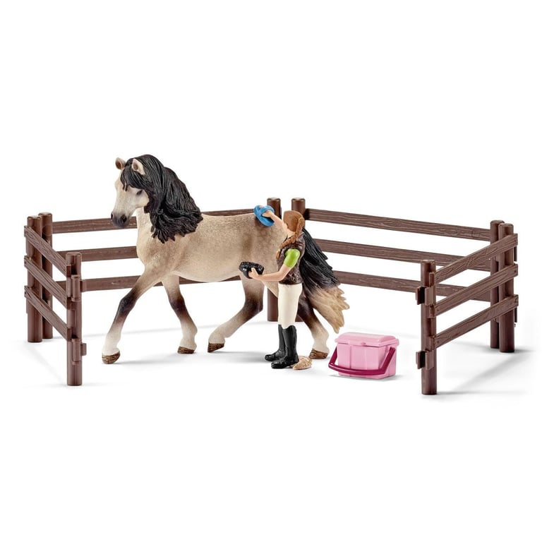 Kit de soin pour chevaux andaloux coffret schleich avec 9 éléments dont 1 cheval schleich inclus coffret figurines pour enfants - vue 3