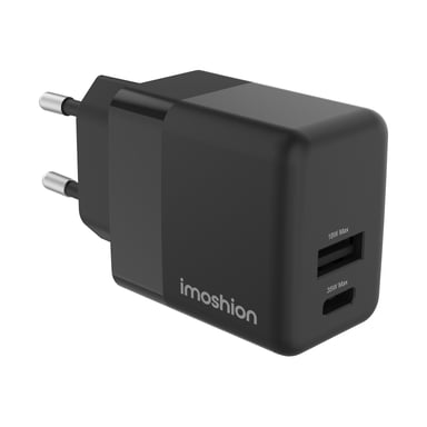 imoshion Adapteur secteur - Chargeur - USB-C + USB-A - Power Delivery et Quick Charge - 35W - Noir