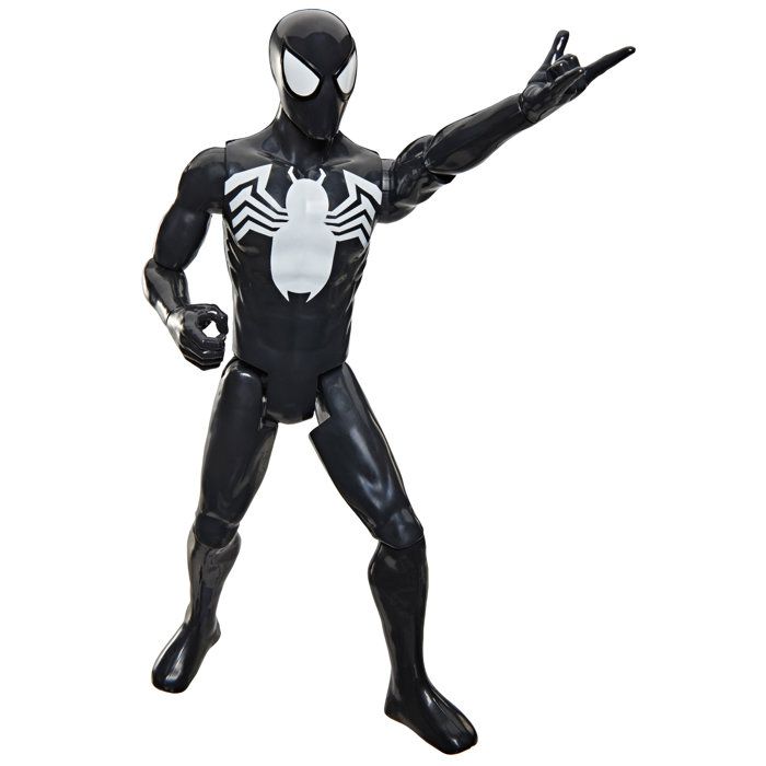 Figurine Spider-Man en costume noir 30 cm deluxe, Titan Series, jouets de super-héros pour enfants, Marvel Spider-Man, des 4 ans - Neuf