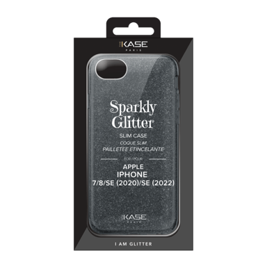 Funda fina con purpurina brillante para Apple iPhone 7/8/SE 2020/SE 2022, Negro