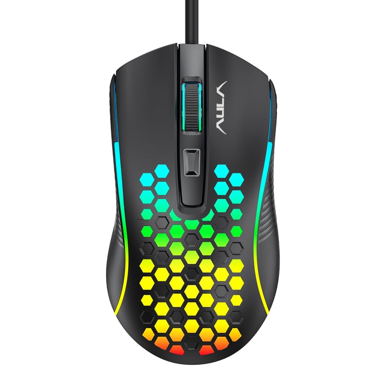 AULA S11 gamer 4 boutons 3600 DPI optique filaire USB rétroéclairage LED Légère et respirante en nid d'abeille Neuf