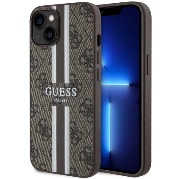 Guess Coque telephone - bumper telephone GUHMP14SP4RPSW Coque rigide pour iPhone 14 61 à rayures imprimées 4G