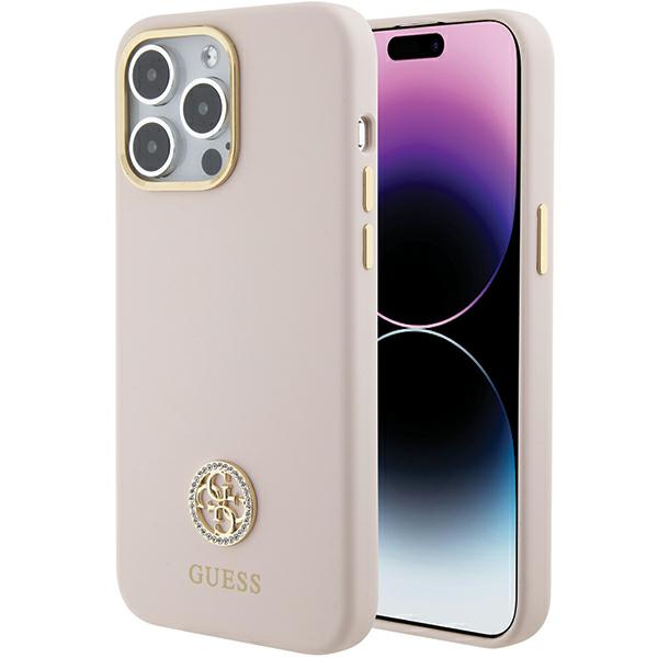 Guess Coque Silicone Logo Strass 4G pour iPhone 15 Pro Max