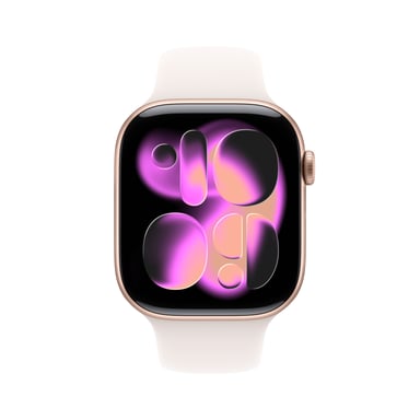 Watch Series 11 GPS + Cellulaire Boitier de 46mm en Aluminium Or Rose avec Bracelet Sport Rose Tendre - S/M