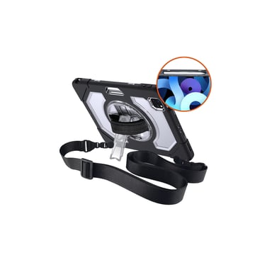 EIGER Peak 2000m Custodia robusta con cavalletto rotante a 360° per Samsung Galaxy Tab S7 Nero/trasparente