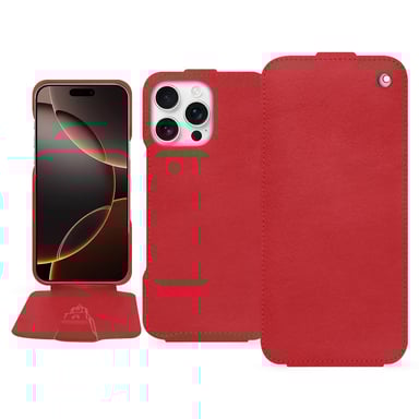 Housse cuir Apple iPhone 16 Pro -  - Rouge - Cuir lisse premium