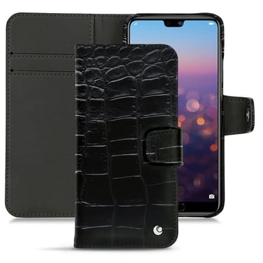 Housse cuir Huawei P20 -  - Noir - Cuir Abaca