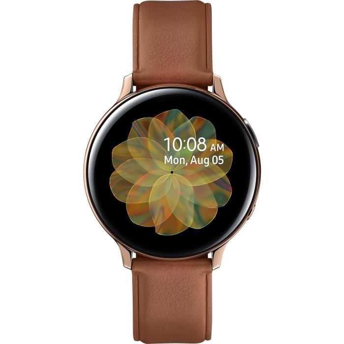 Galaxy Watch Active2 44mm Boitier en Acier Or - Bluetooth - Bracelet Marron  - Samsung