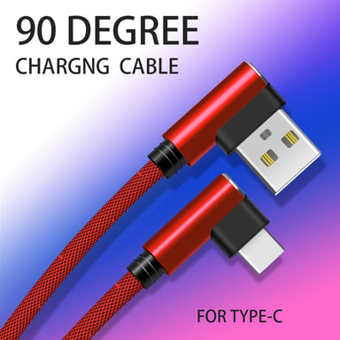 Cable Fast Charge 90 degres Type C pour Smartphone Android Connecteur Recharge Chargeur Universel