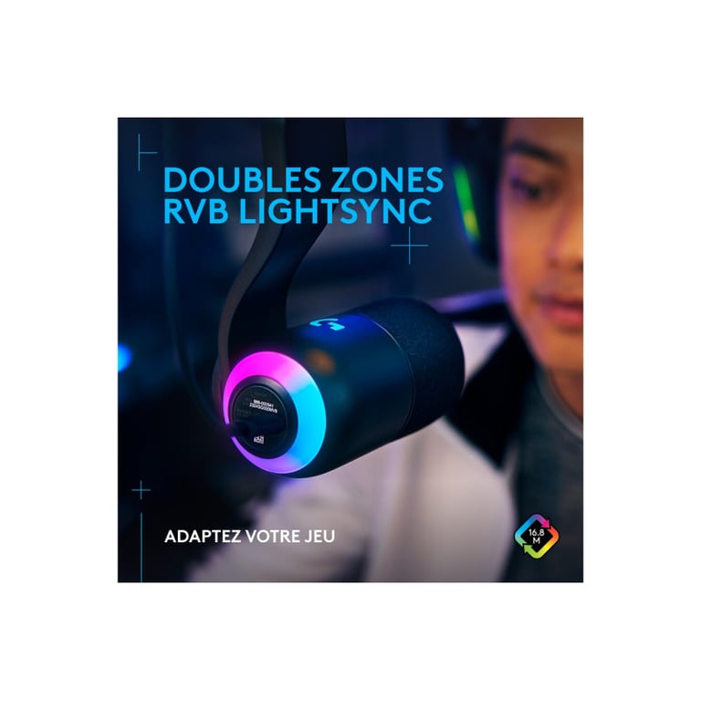 Microphone Logitech G Yeticaster GX micro gaming dynamique supercardioide avec bras articule, eclairage RVB et LIGHTSYNC, micro - Neuf