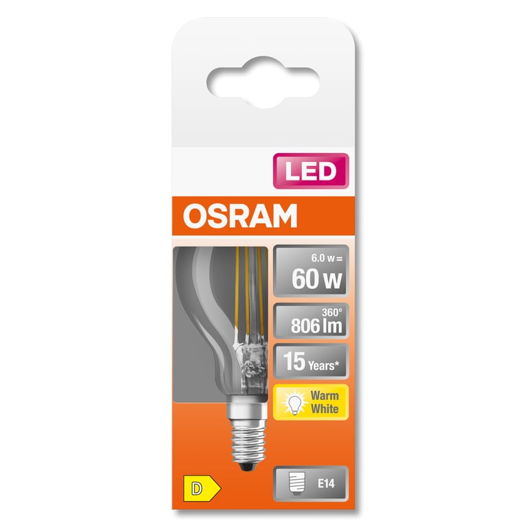 OSRAM LED flamme filament E14 806lm chaud - vue 7