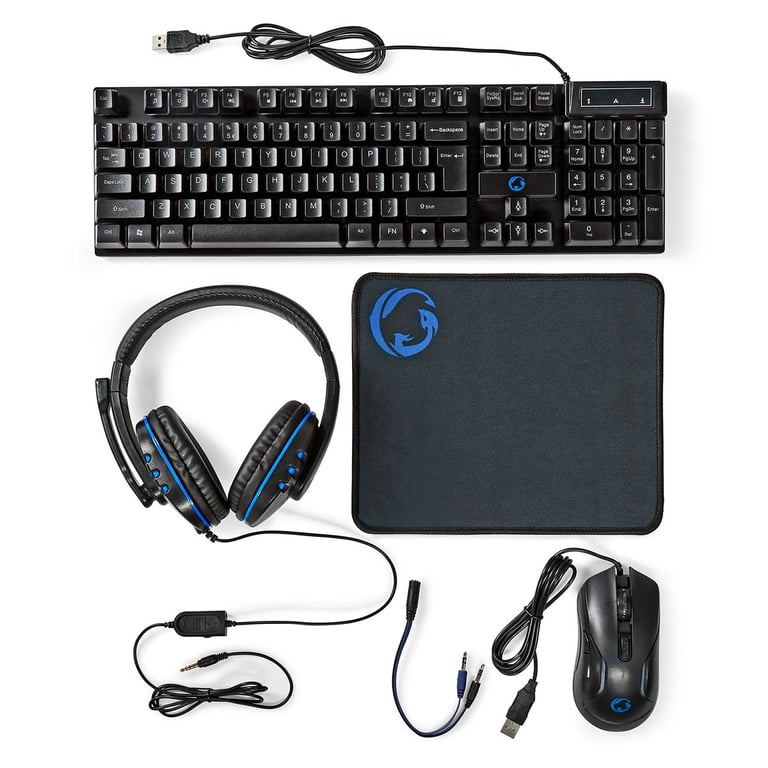 Pack Gaming 5 en 1 QWERTY avec Clavier et Casque Rétroéclairé LED Neuf