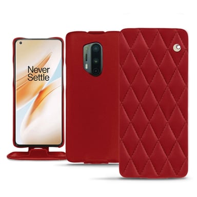 Housse cuir OnePlus 8 Pro -  - Rouge - Cuir lisse couture