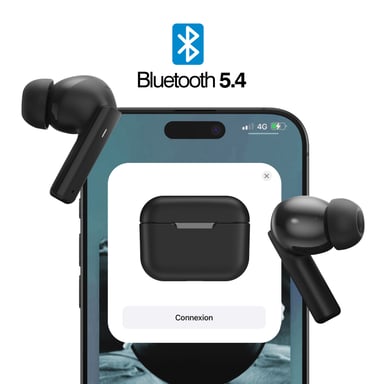Akashi Auriculares Bluetooth con cancelación de ruido, autonomía 6h Negro