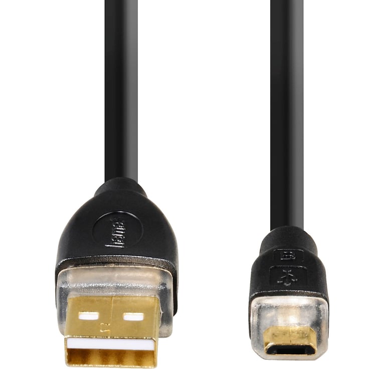 Câble micro USB 2.0, USB A mâle - Micro USB B mâle, Or, Blindé, Noir, 0,75m