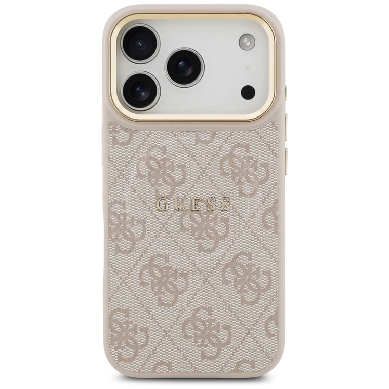Guess PU Leather 4G Gold Frame Case with MagSafe for iPhone 17 Pro 6.3 GUHMP17LP4MSEGCW - vue 5