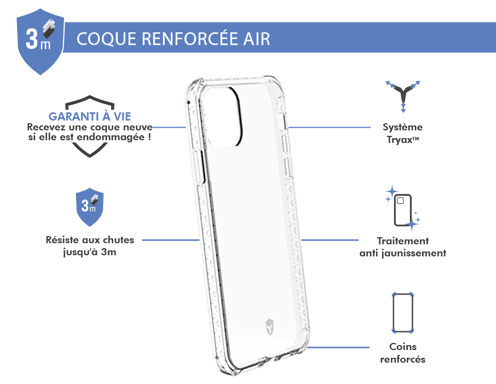 iPhone 11 Pro Max AIR Custodia rinforzata trasparente Garanzia a vita Custodia Force