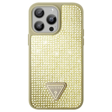 Guess Funda rígida para Apple iPhone 15 Pro Triangle Diamond Dorado