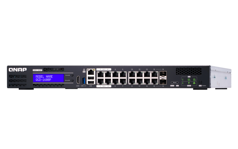 QNAP QGD Commutateur intelligent 4 x 101001000 PoE++ + 10 x 101001000 PoE+ + 2 x combo Gigabit SFP PoE+ Montable sur rack PoE++ - vue 5