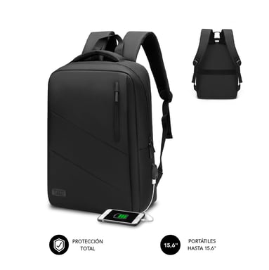 SUBBLIM City Backpack Mochila para portátil 15.6'', Poliéster Oxford, Negra