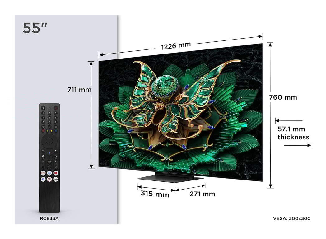 TCL 55C7K TV 139 7 cm 55 4K Ultra HD Smart TV Wifi Métallique 2600 cdm ² - vue 2