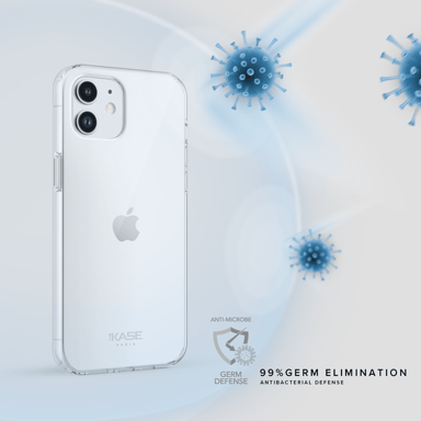 Guscio ibrido antibatterico invisibile per iPhone 12 mini, trasparente