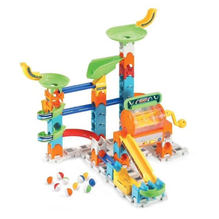 Circuit de billes électronique VTech Marble Rush L200E 102 pièces 10 billes Multicolore, module à manivelle, ascenseur, rampes lentes, entonnoirs et effets lumineux - Neuf