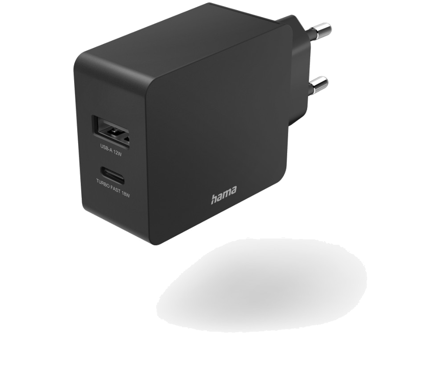 Chargeur, USB-C (PD/QC) + USB-A, 30 W, vendu à l'unité