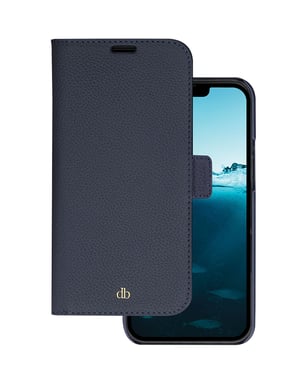 DBRAMANTE1928 Funda con cierre para Iphone 14 Plus Modelo New York en piel con tarjetero Azul marino