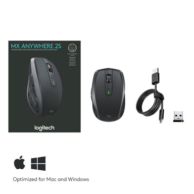 Logitech MX Anywhere 2S Mouse mobile senza fili per mano destra RF senza fili + Bluetooth 4000 DPI